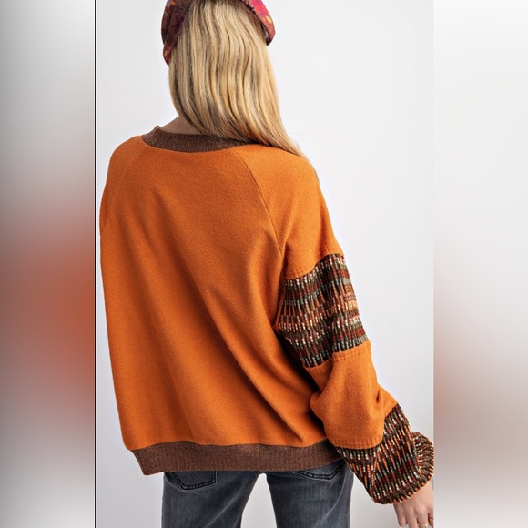 ❤️EASEL ETHNIC TRIM FEATURED INSIDE OUT KNIT PULLOVER - Picture 2 of 5